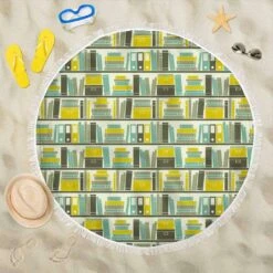 Round Beach Blanket Bookish Pattern