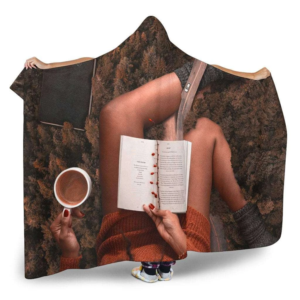 Book And Coffee Hooded Blanket 4 Book And Coffee Hooded Blanket - Image 2