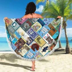 Alice In Wonderland Book Cover Round Beach Blanket -Home Fashion Store front 4 32eda80c d415 4906 9193 7c9e4b61f66b