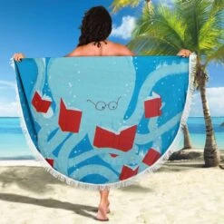 Blue Bookish Round Beach Blanket -Home Fashion Store front 4 afcaf8ff dcba 44e3 9139 93fe89084cb1