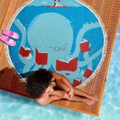 Blue Bookish Round Beach Blanket -Home Fashion Store front 5 0857f1c2 9ec1 43db b483 236455472676