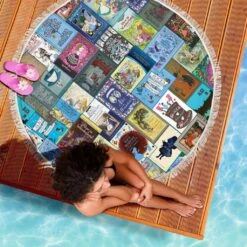 Alice In Wonderland Book Cover Round Beach Blanket -Home Fashion Store front 5 4be26770 c839 4d5d 9530 c1e429bbd471