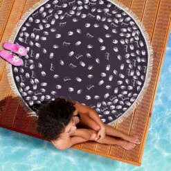 Purple Bookish Round Beach Blanket -Home Fashion Store front 5 e2f369e2 302b 43ff 84c6 50bf13c84564