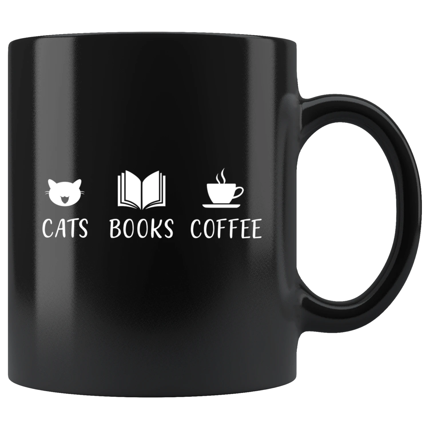 "Cats Books Coffee"11oz Black Mug 3 "Cats Books Coffee"11oz Black Mug