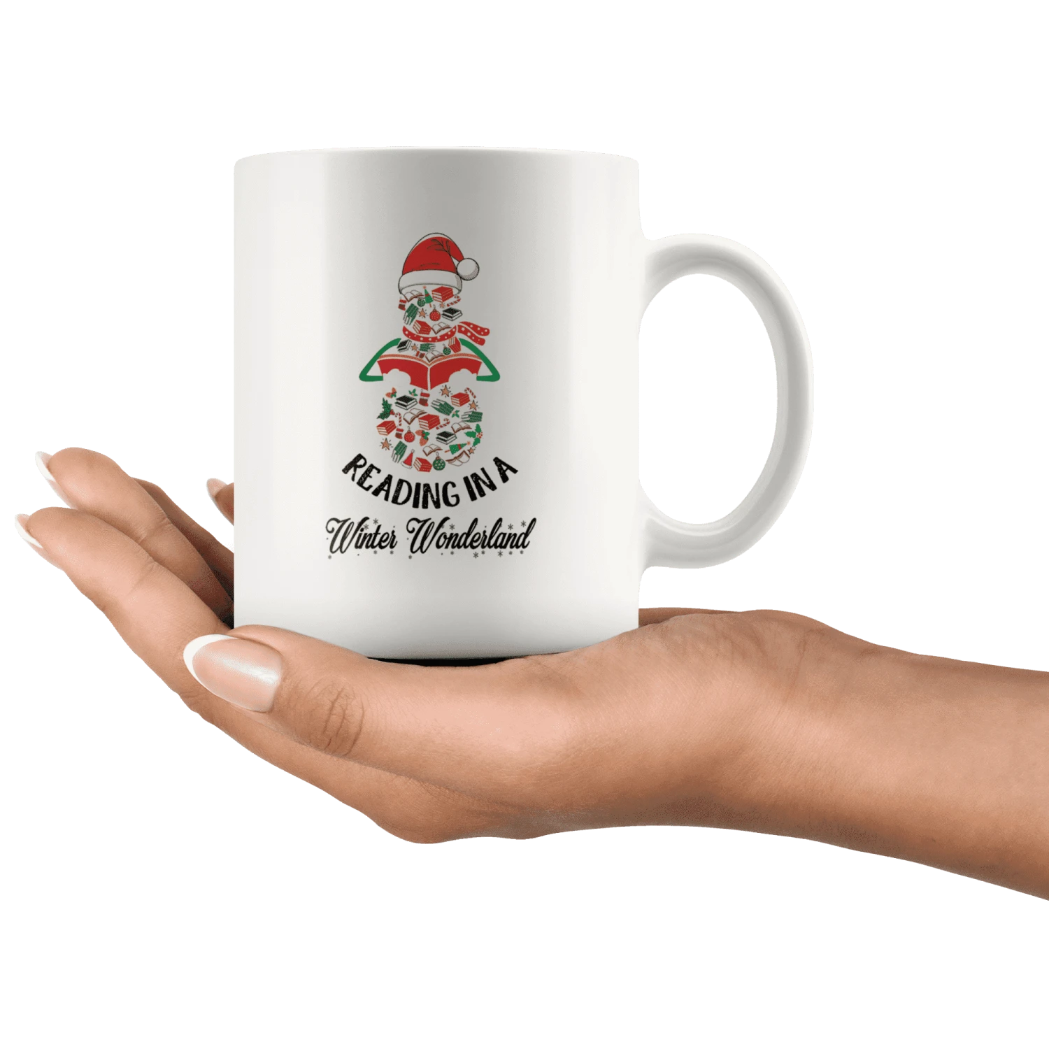 "Reading In A Winter Wonderland" 11oz White Mug 4 "Reading In A Winter Wonderland" 11oz White Mug - Image 2