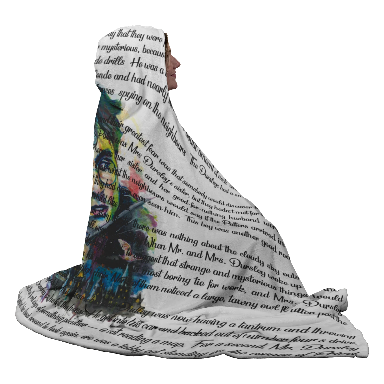 HP Book Page White Hooded Blankets 7 HP Book Page White Hooded Blankets - Image 5