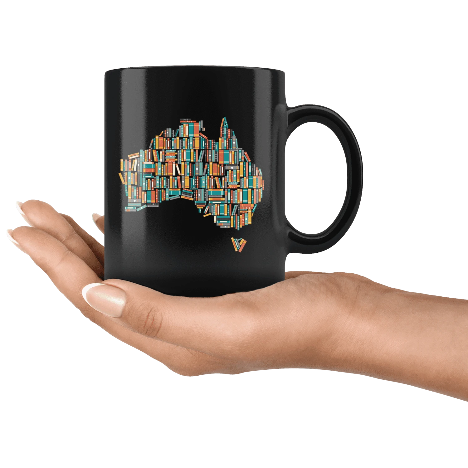 "Australia Bookish Map"11oz Black Mug 6 "Australia Bookish Map"11oz Black Mug - Image 4