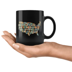 "USA Bookish Map"11oz Black Mug -Home Fashion Store pvzs1yte1np8zux30fhlbkg2