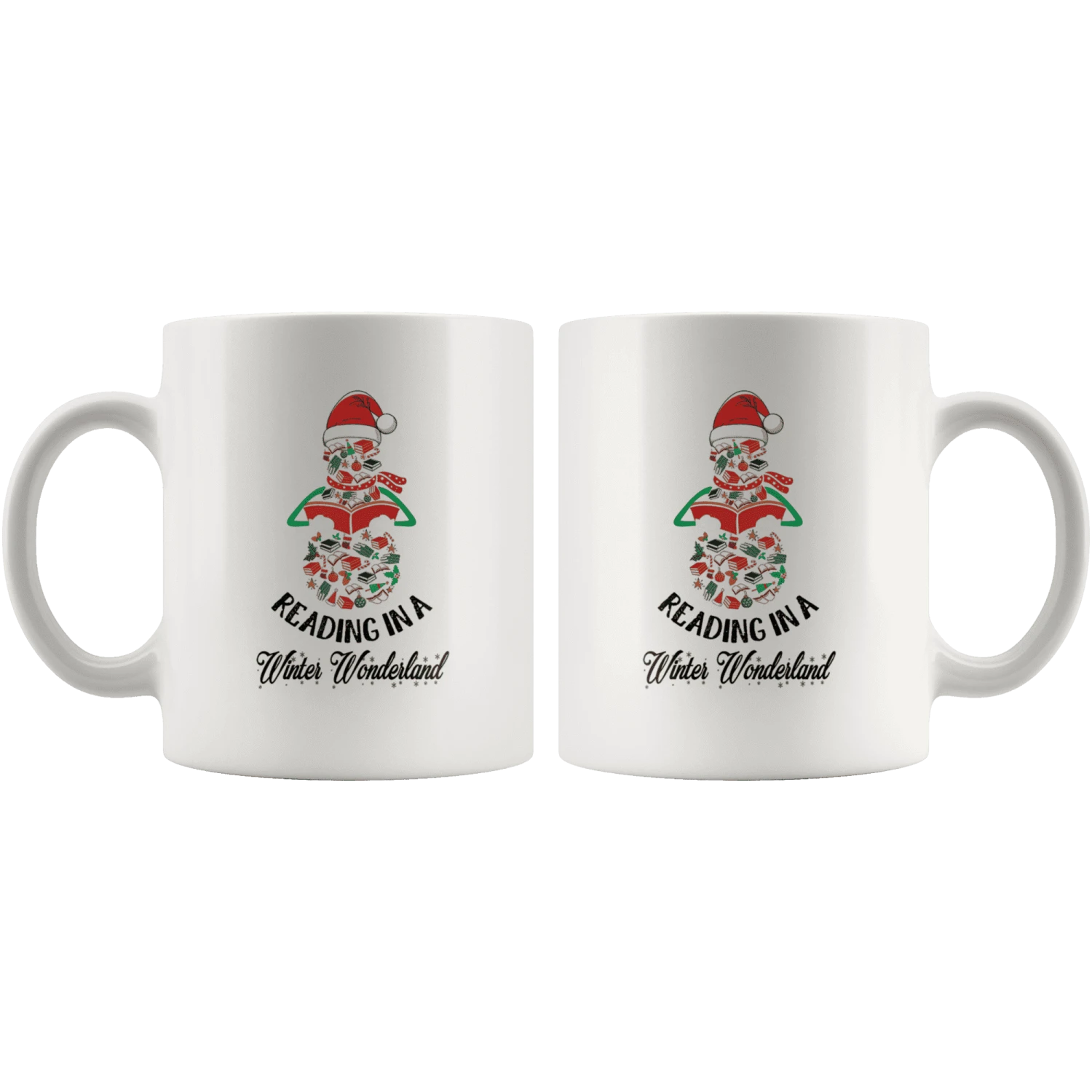 "Reading In A Winter Wonderland" 11oz White Mug 6 "Reading In A Winter Wonderland" 11oz White Mug - Image 4