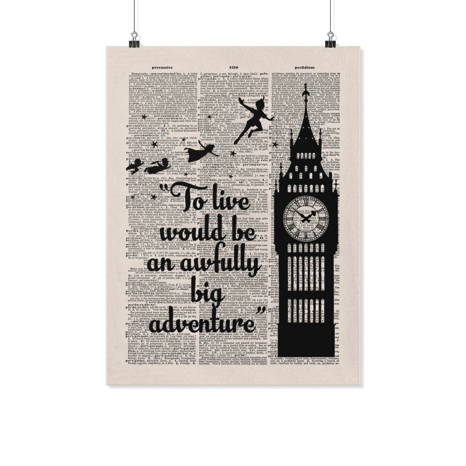''An Awfully Big Adventure"peter Pan Vintage Dictionary Poster 6 ''An Awfully Big Adventure"peter Pan Vintage Dictionary Poster - Image 4