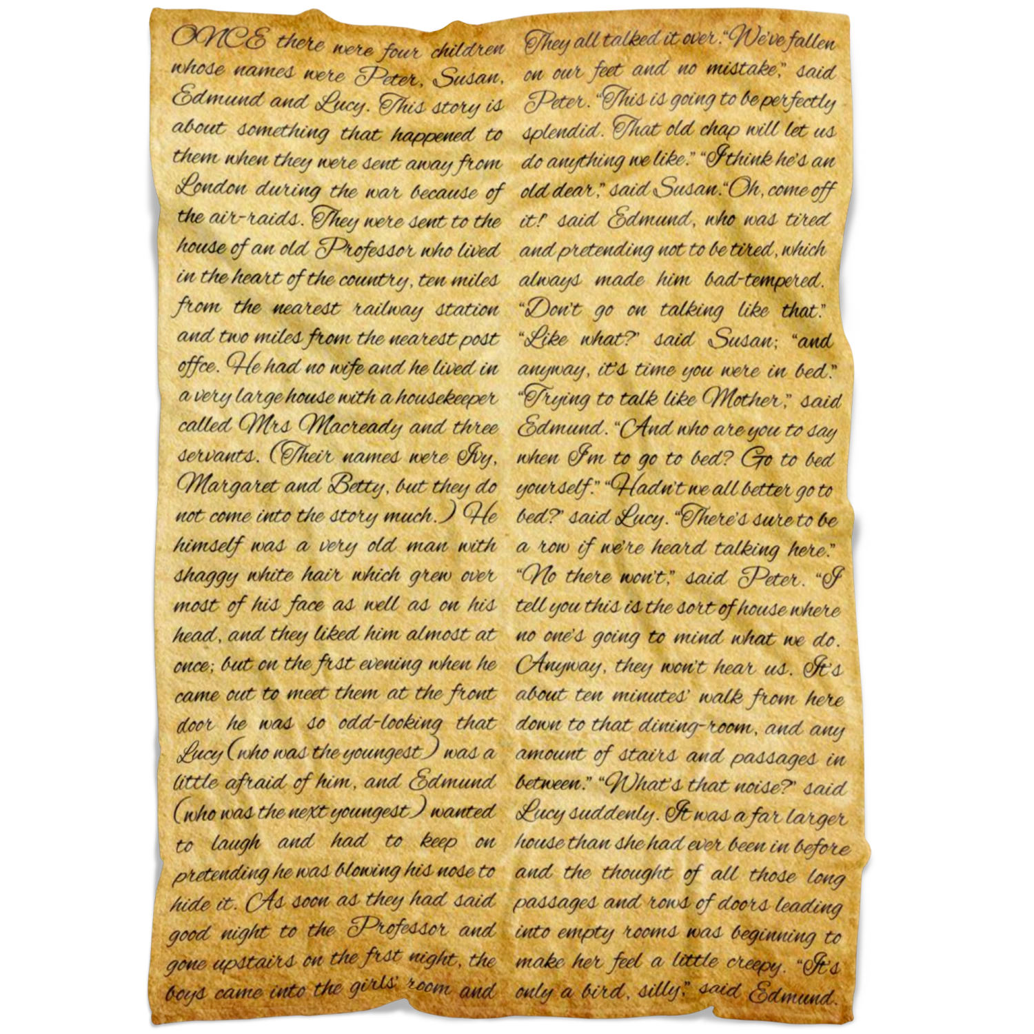 The Lion, The Witch And The Wardrobe Vintage Book Page Fleece Blanket 3 The Lion, The Witch And The Wardrobe Vintage Book Page Fleece Blanket