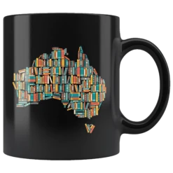 "Australia Bookish Map"11oz Black Mug