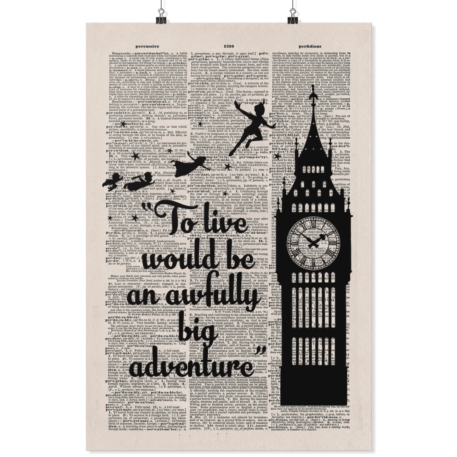 ''An Awfully Big Adventure"peter Pan Vintage Dictionary Poster 8 ''An Awfully Big Adventure"peter Pan Vintage Dictionary Poster - Image 6