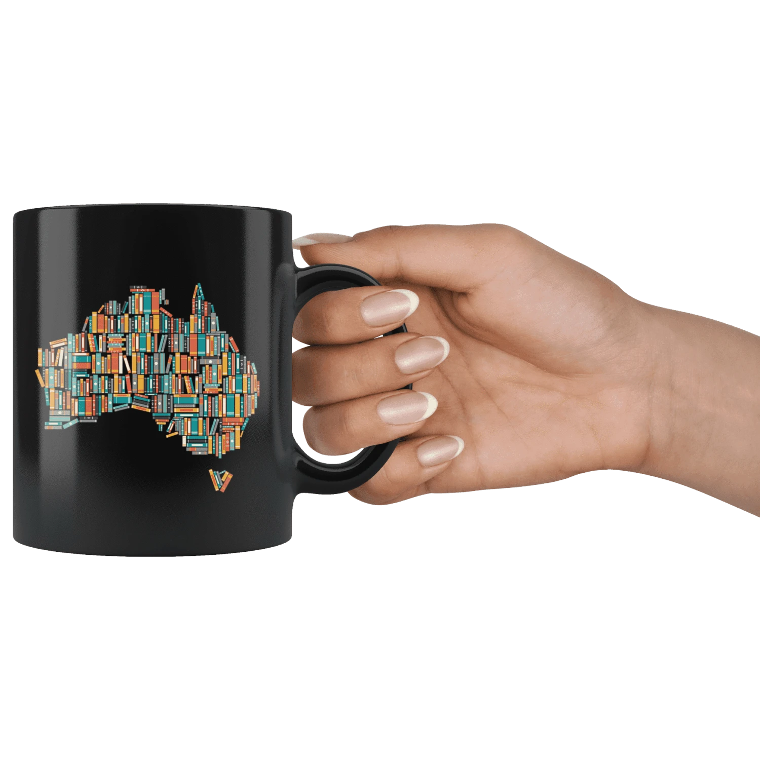 "Australia Bookish Map"11oz Black Mug 5 "Australia Bookish Map"11oz Black Mug - Image 3