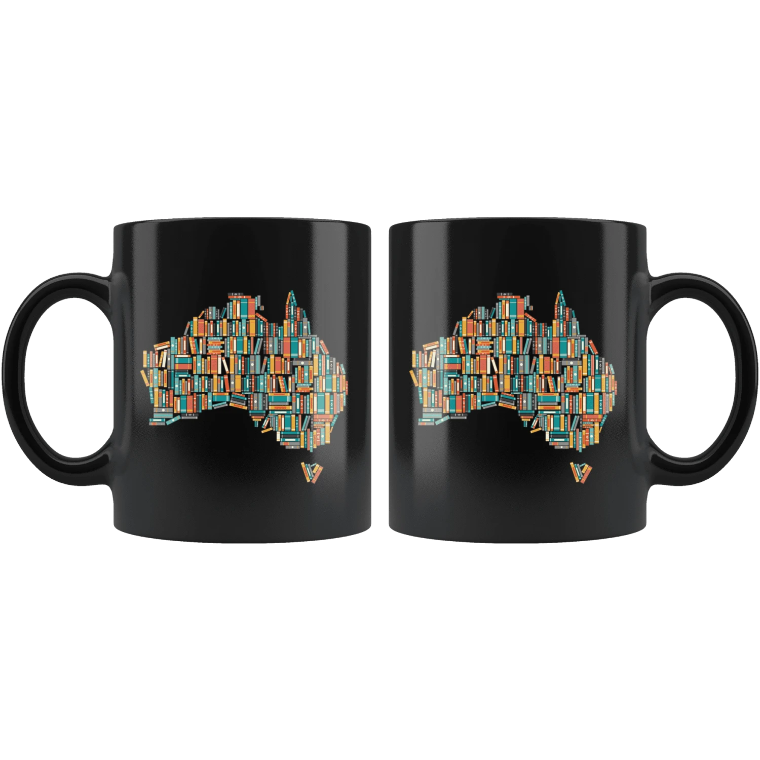 "Australia Bookish Map"11oz Black Mug 4 "Australia Bookish Map"11oz Black Mug - Image 2