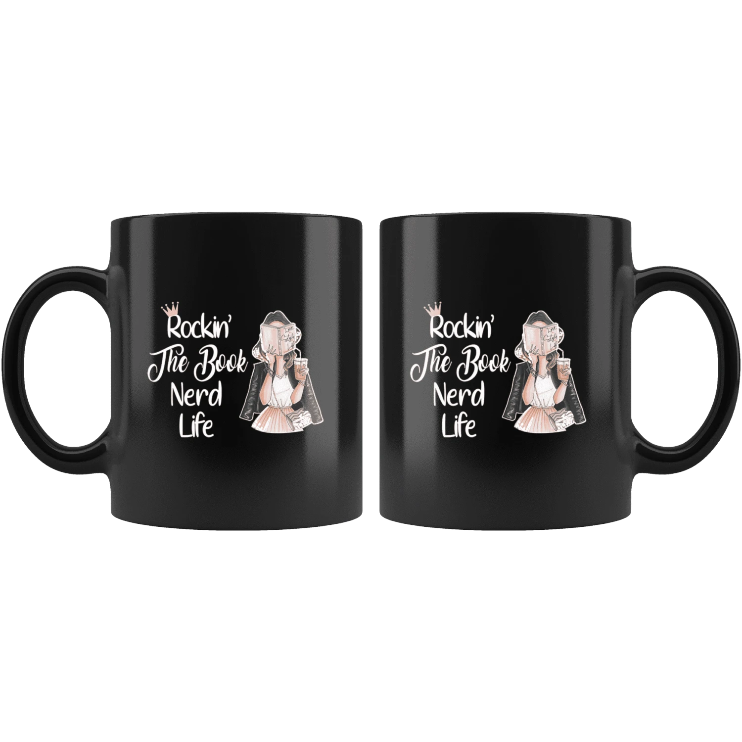 "The Book Nerd Life"11oz Black Mug 4 "The Book Nerd Life"11oz Black Mug - Image 2