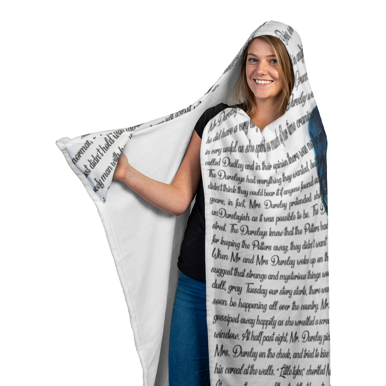 HP Book Page White Hooded Blankets 4 HP Book Page White Hooded Blankets - Image 2