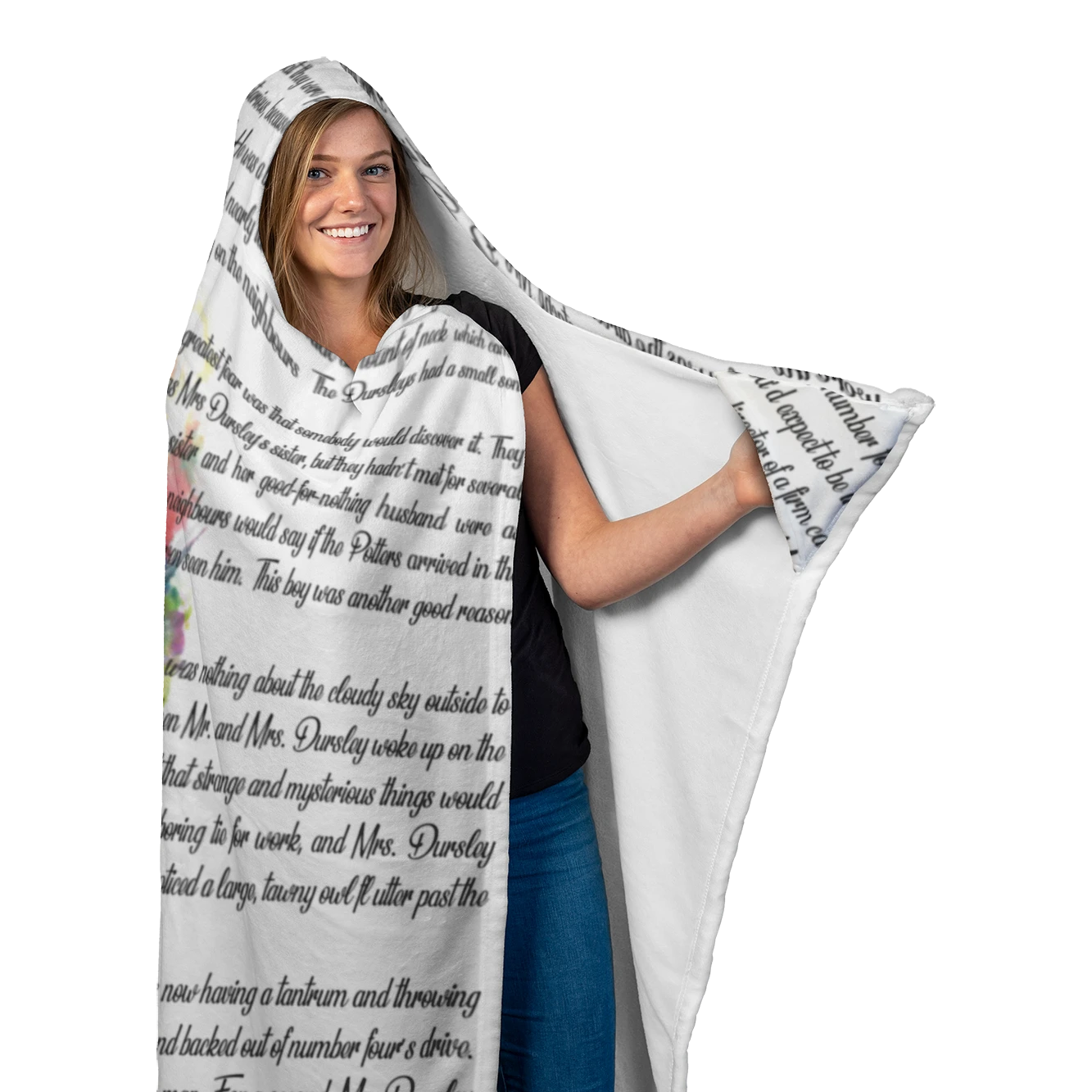 HP Book Page White Hooded Blankets 6 HP Book Page White Hooded Blankets - Image 4
