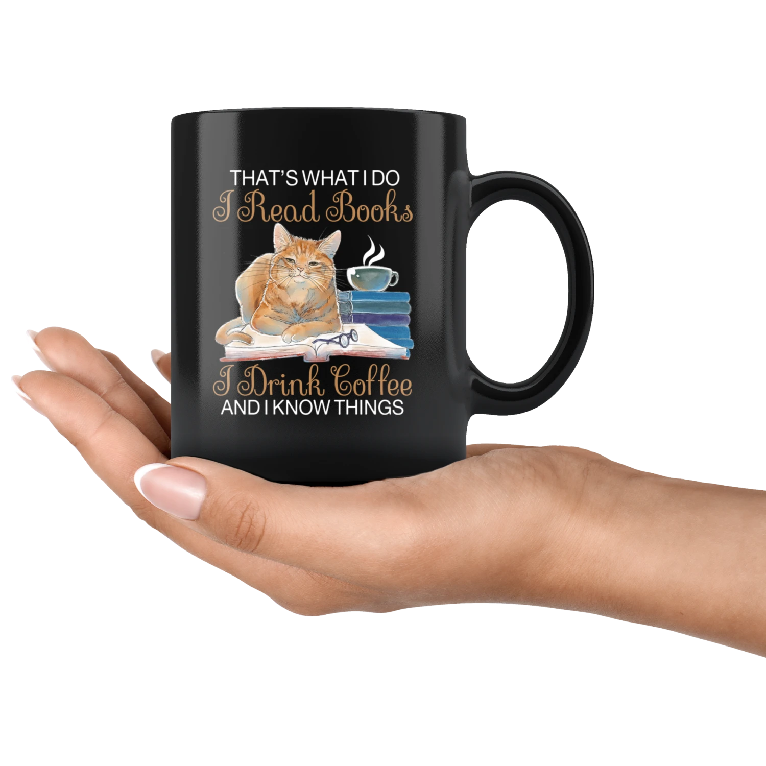 "I Read Books,I Drink Coffee"11oz Black Mug 6 "I Read Books,I Drink Coffee"11oz Black Mug - Image 4